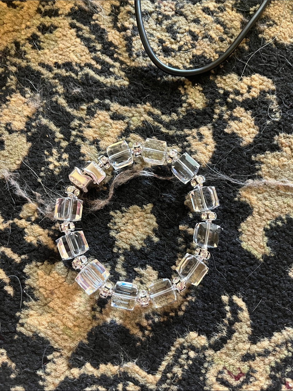 Clear Crystal Beaded Stretch Bracelet - Brand: